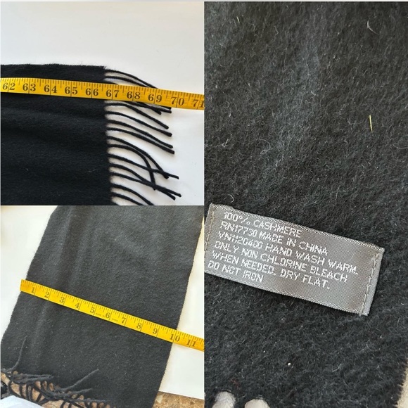 Black 100% cashmere scarf with fringe. - Picture 6 of 6